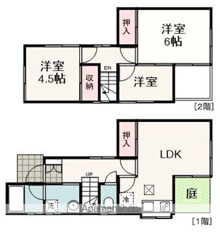東海道本線 静岡駅 バス乗車時間:35分 北大門公園入口バス停で下車 徒歩2分 2階建 築43年(2LDK)の間取り写真