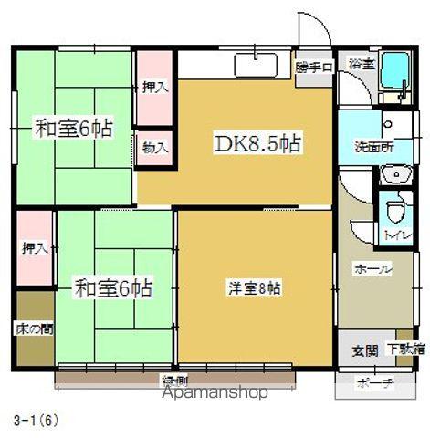 東北本線 杉田駅(福島) 徒歩20分 1階建 築42年(3DK)の間取り写真