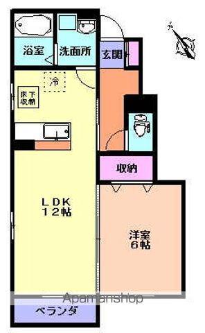 クリサンス 参番館(1LDK/1階)の間取り写真