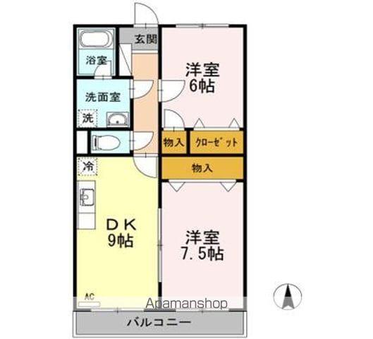 GNOSISⅠⅡ(2DK/2階)の間取り写真