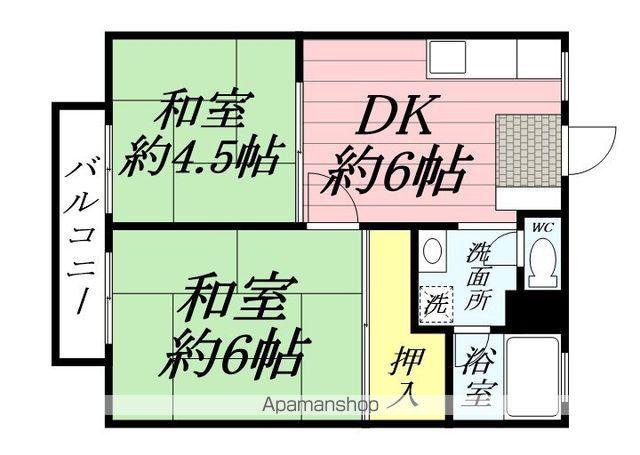 ハイツドリームB(2DK/1階)の間取り写真