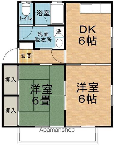 コーポナカジマE棟(2DK/2階)の間取り写真