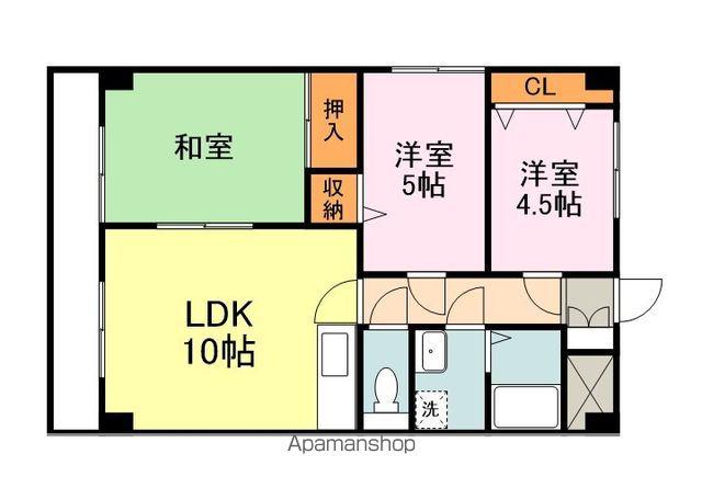 鷹取プレイス(3LDK/4階)の間取り写真