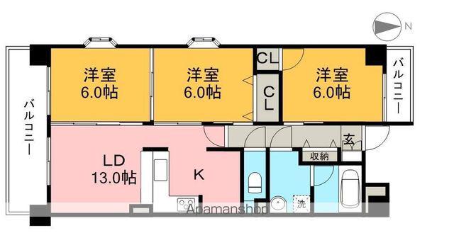 パールリバー(3LDK/5階)の間取り写真