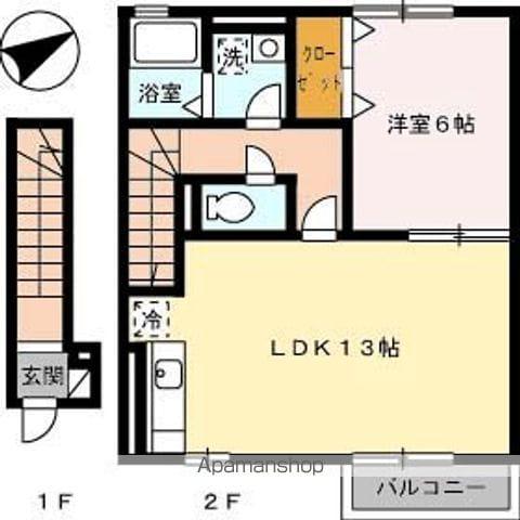 ハイム M・Y B(1LDK/2階)の間取り写真