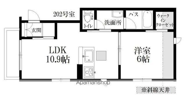 プリュヌ ブラン(1LDK/2階)の間取り写真