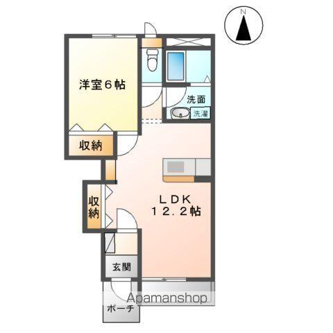 グランベル美田園(1LDK/1階)の間取り写真