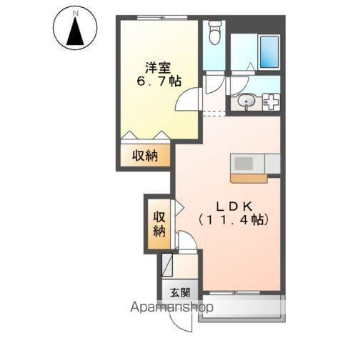 ペットピア春日(1LDK/1階)の間取り写真