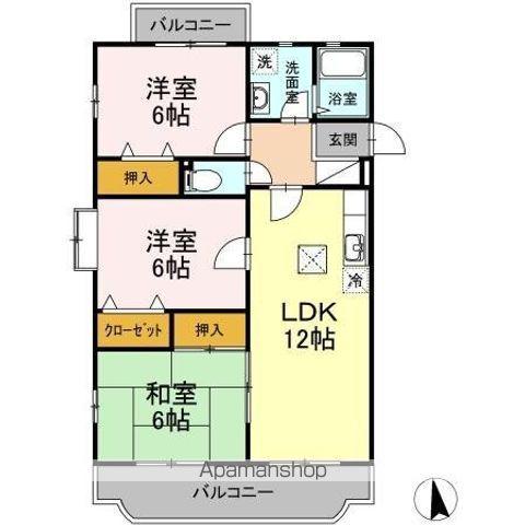 エクレール長者原(3LDK/1階)の間取り写真