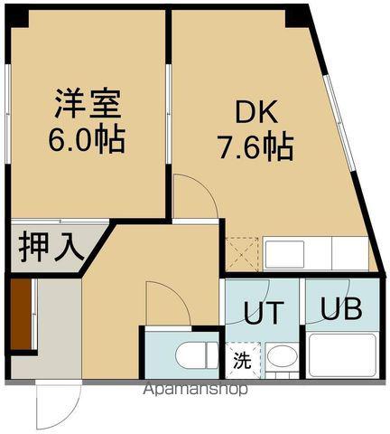 キャッスルシンエイ(1DK/2階)の間取り写真