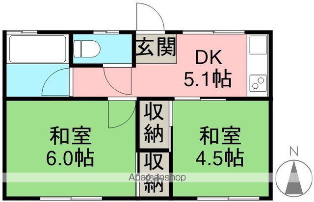 久田アパート(2DK/2階)の間取り写真