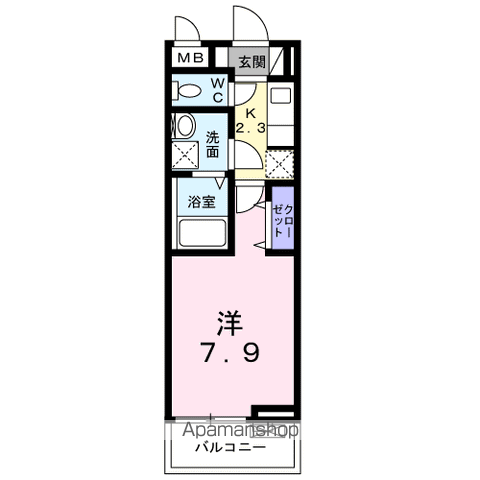 アペルト泉佐野5(1K/2階)の間取り写真