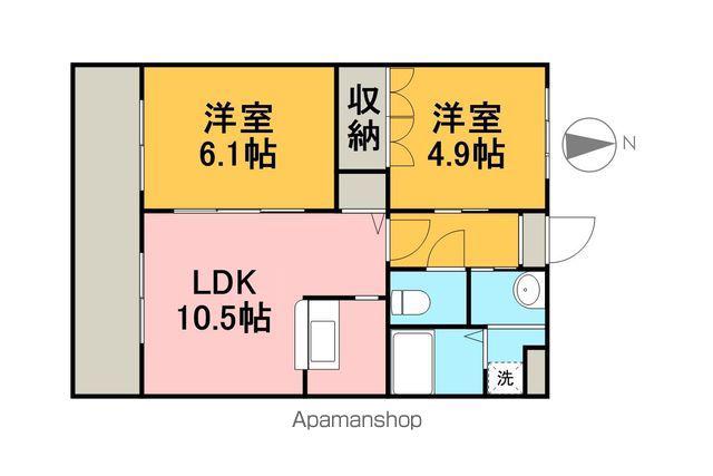 ヴァンベール居島(2LDK/2階)の間取り写真
