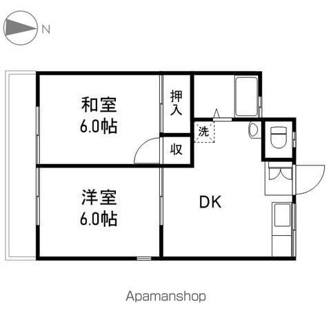 ヴィラ伊勢宮南館B(2DK/2階)の間取り写真