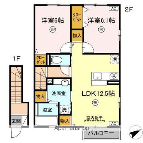 クローバーヒルズ A(2LDK/2階)の間取り写真
