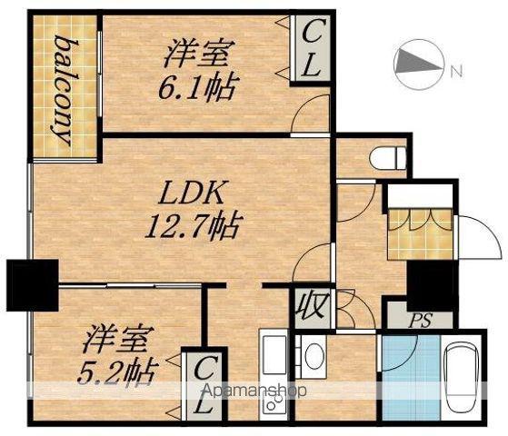 ラフィネタワー札幌南3条(2LDK/12階)の間取り写真