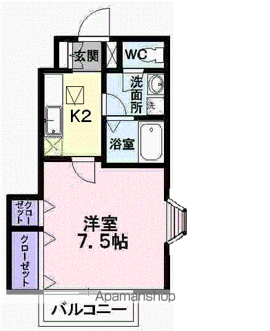 アン・フルールⅡ(1K/1階)の間取り写真
