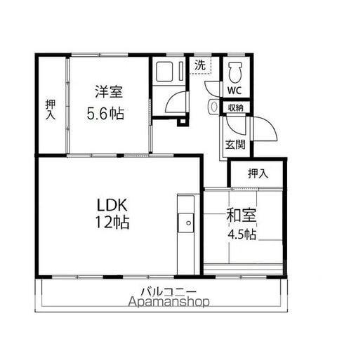 仙台沖野団地12号棟(2LDK/2階)の間取り写真