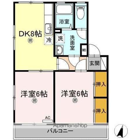 レコルト福田Ⅱ(2DK/3階)の間取り写真