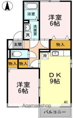 グレイス・クレセントC棟(2DK/2階)の間取り写真