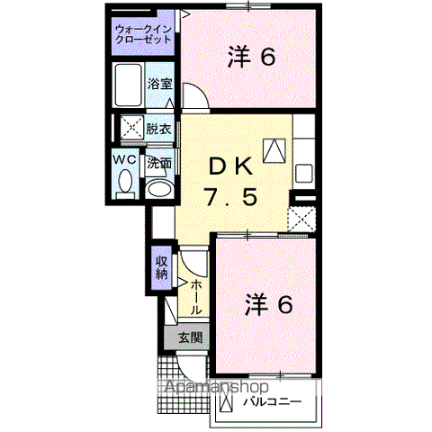 ルーチェ ソラーレⅢ(2DK/1階)の間取り写真