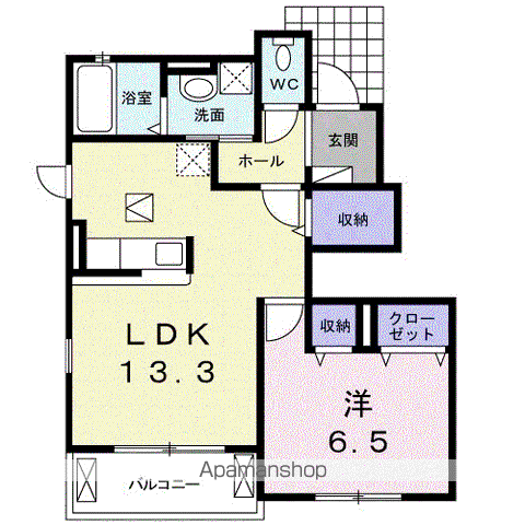 クオーレ Ⅰ(1LDK/1階)の間取り写真