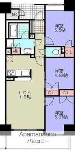 岩手県盛岡市 14階建 築19年(3LDK/9階)の間取り写真