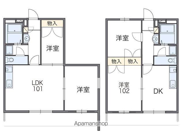レオパレス藤里(2DK/2階)の間取り写真