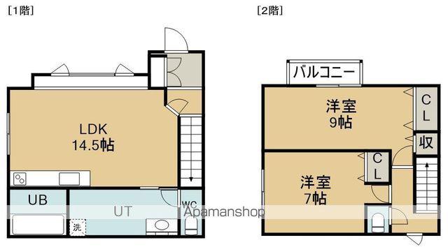 富岡町2丁目26番1棟2戸(2LDK/1階)の間取り写真