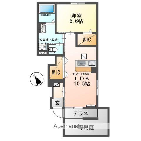 ルナ白羽(1LDK/1階)の間取り写真