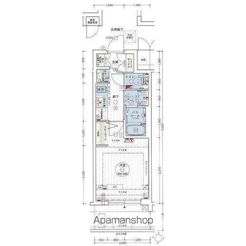 エステムコート名古屋新栄Ⅱアリーナ(1K/5階)の間取り写真
