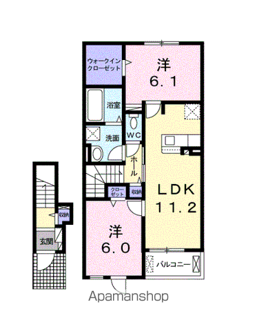 サンテラス中央Ⅱ(2LDK/2階)の間取り写真