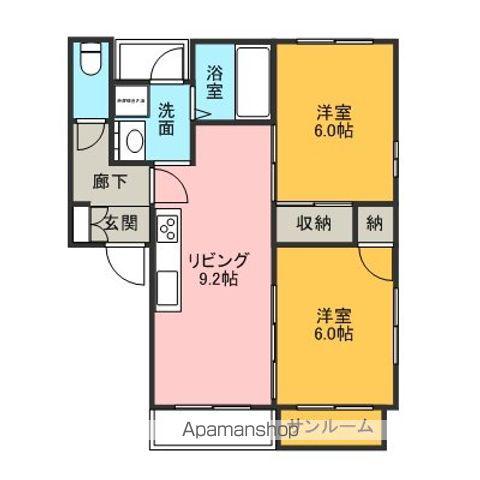 ウエストポイント21(2DK/3階)の間取り写真