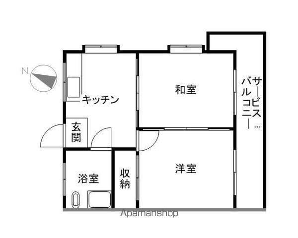 大城アパート(2DK/2階)の間取り写真