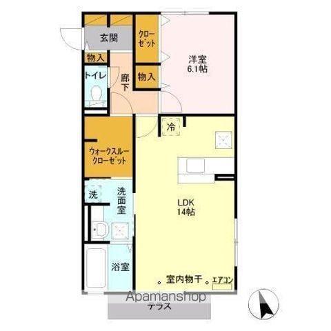 クレイドル(1LDK/1階)の間取り写真