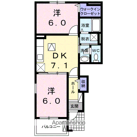 ESGARDENA(2DK/1階)の間取り写真