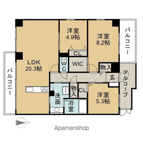 HALE LANI徳川(3LDK/5階)の間取り写真