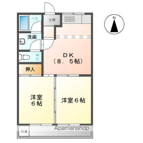 加賀野コーポⅠ(2DK/2階)の間取り写真
