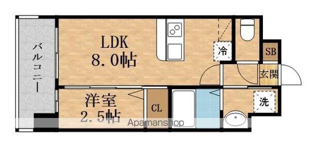 ラグゼ玉造ミナミ(1LDK/5階)の間取り写真