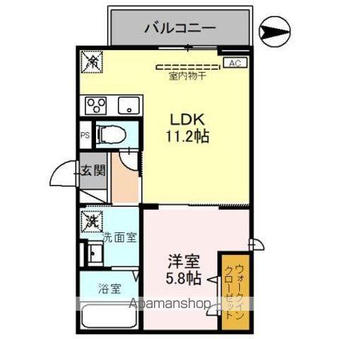 D-ROOM盛岡本宮 C棟(1LDK/2階)の間取り写真