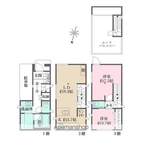 東京都三田線 春日駅(東京) 徒歩4分 3階建 築2年(2LDK)の間取り写真