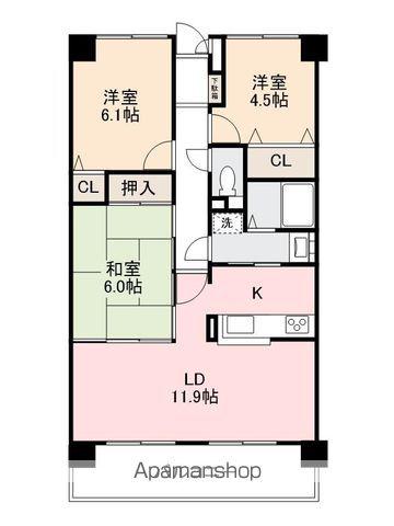 ダイアパレス太田第三(3LDK/4階)の間取り写真