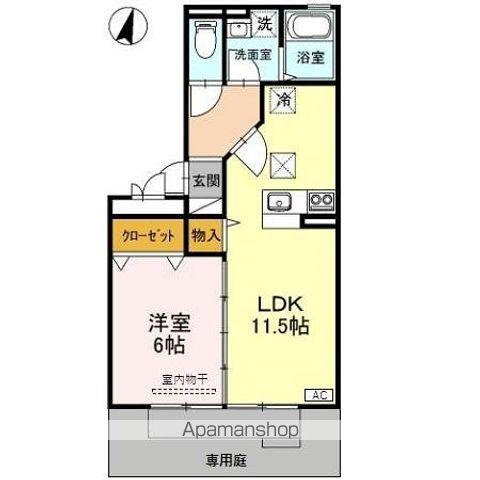 ハーベシアス A/B(1LDK/1階)の間取り写真