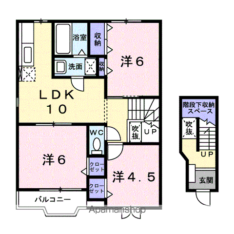 フィオレンテⅠ(3LDK/2階)の間取り写真