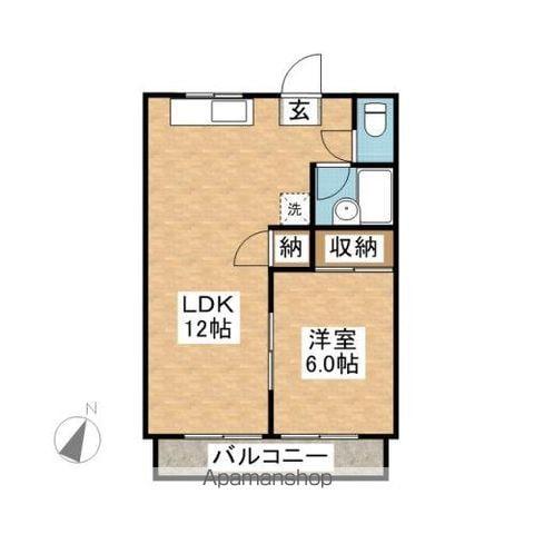 カーサ若草(1LDK/2階)の間取り写真