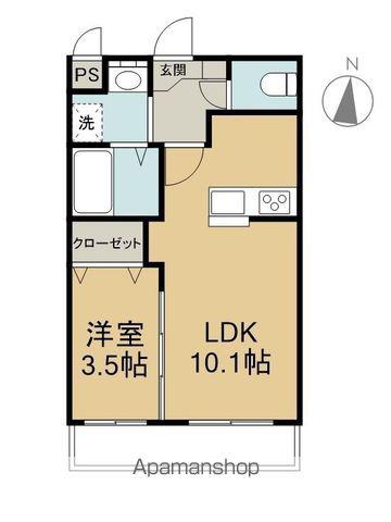 アルト泉宮(1LDK/1階)の間取り写真