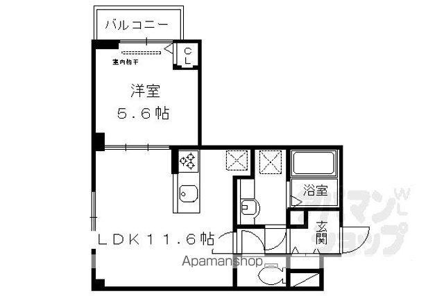 レジデンス京都洛央(1LDK/5階)の間取り写真