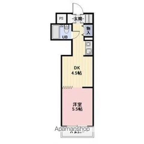 ビクトワール望が丘(1DK/4階)の間取り写真