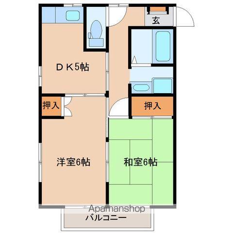 メゾン福室Ⅱ(2DK/2階)の間取り写真