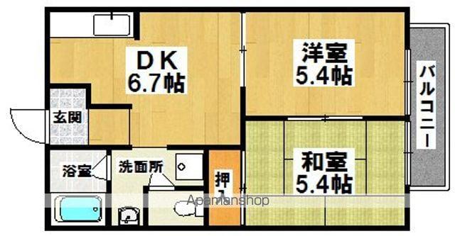 タウニィーイシヅ(2DK/2階)の間取り写真